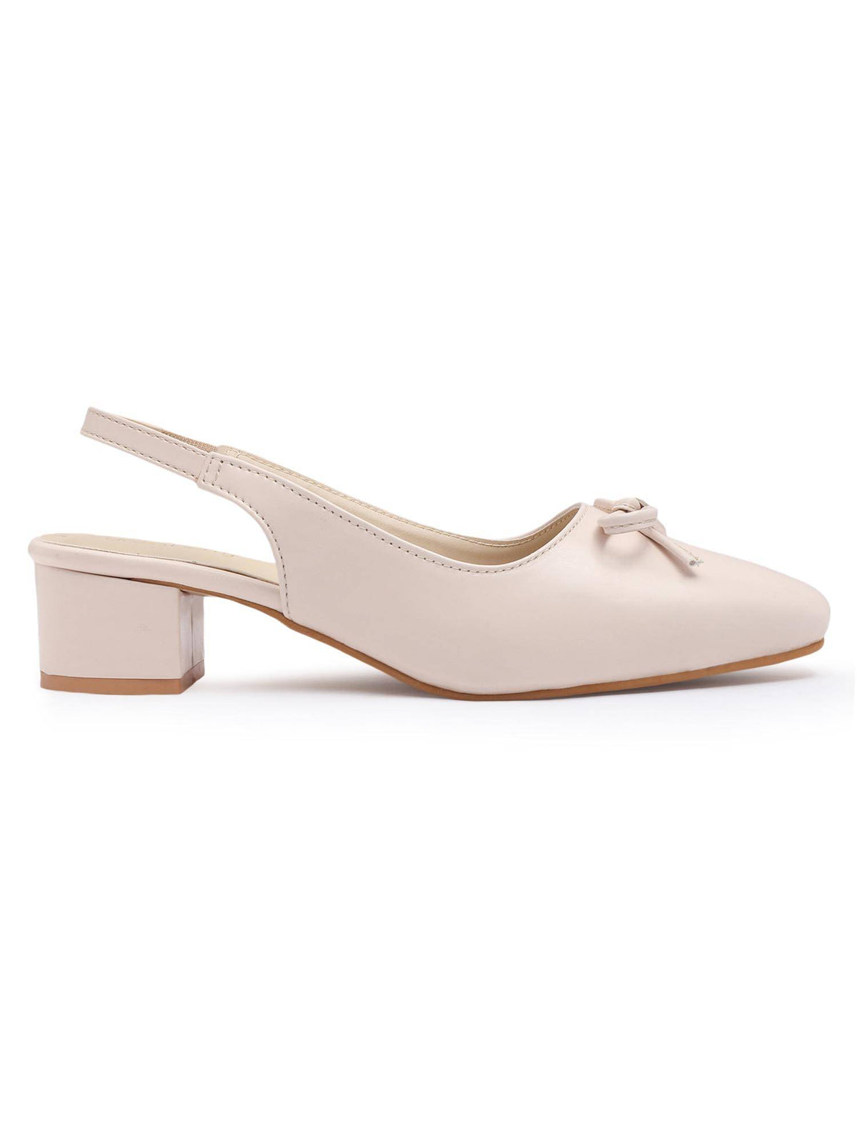 Cream Elegant Block Heels for Women | H78 - view 3