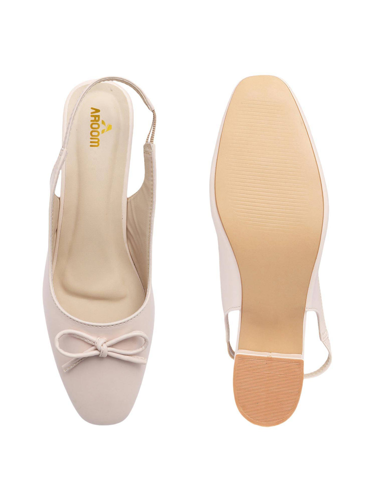 Cream Elegant Block Heels for Women | H78 - view 5