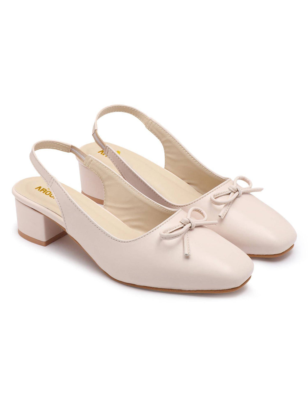 Cream Elegant Block Heels for Women | H78 - view 6
