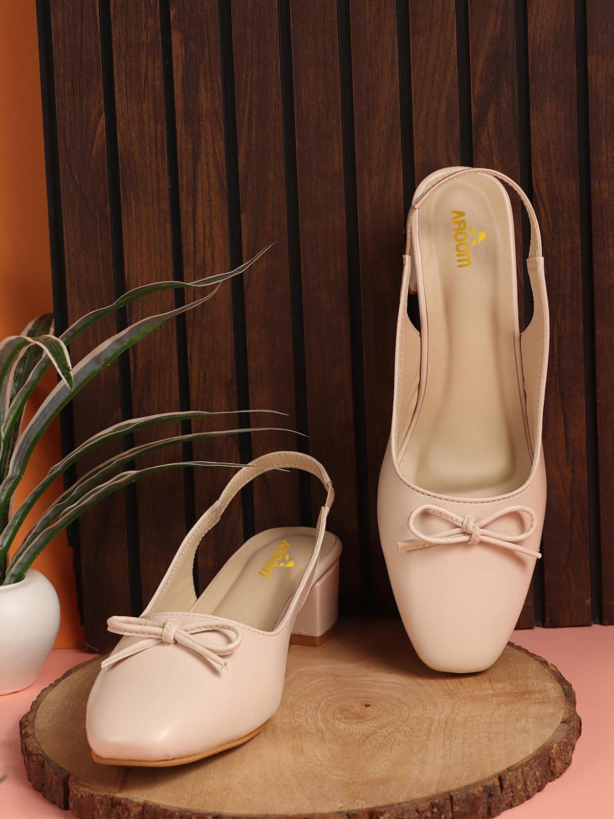 Cream Elegant Block Heels for Women | H78 - view 8