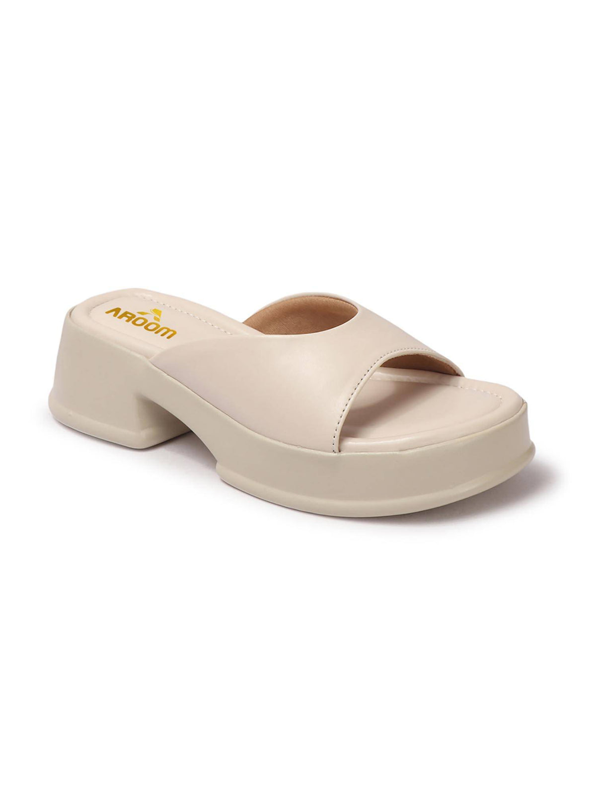 Women Cream Trendy Block Sandals | SD89 - view 2