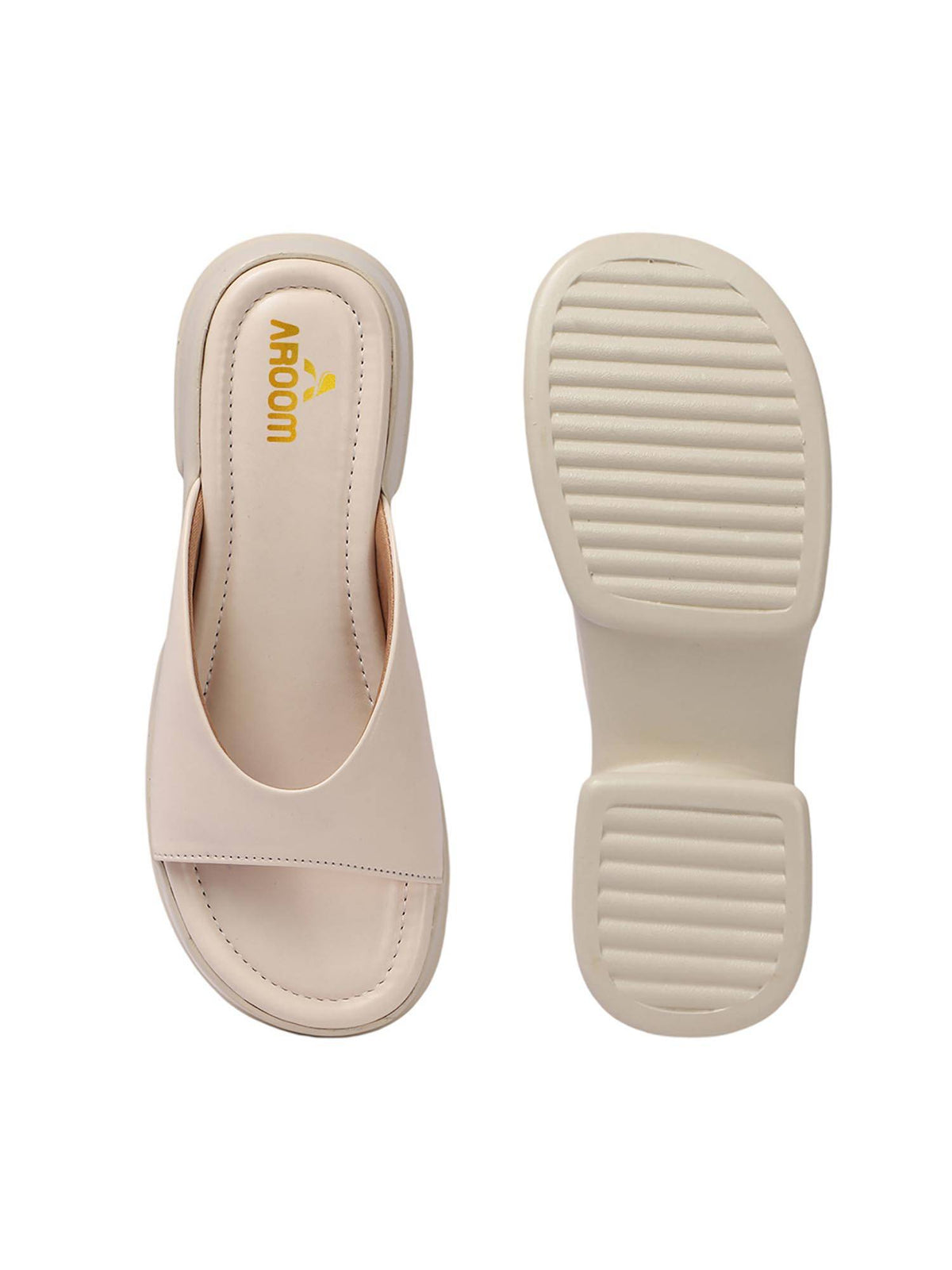 Women Cream Trendy Block Sandals | SD89 - view 5