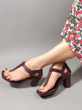 Women Maroon Sandals Heels | H78 - view 1