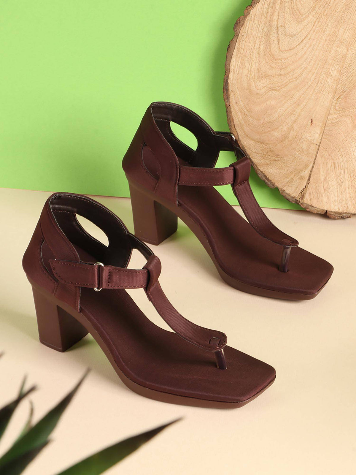 Women Maroon Sandals Heels | H78 - view 3
