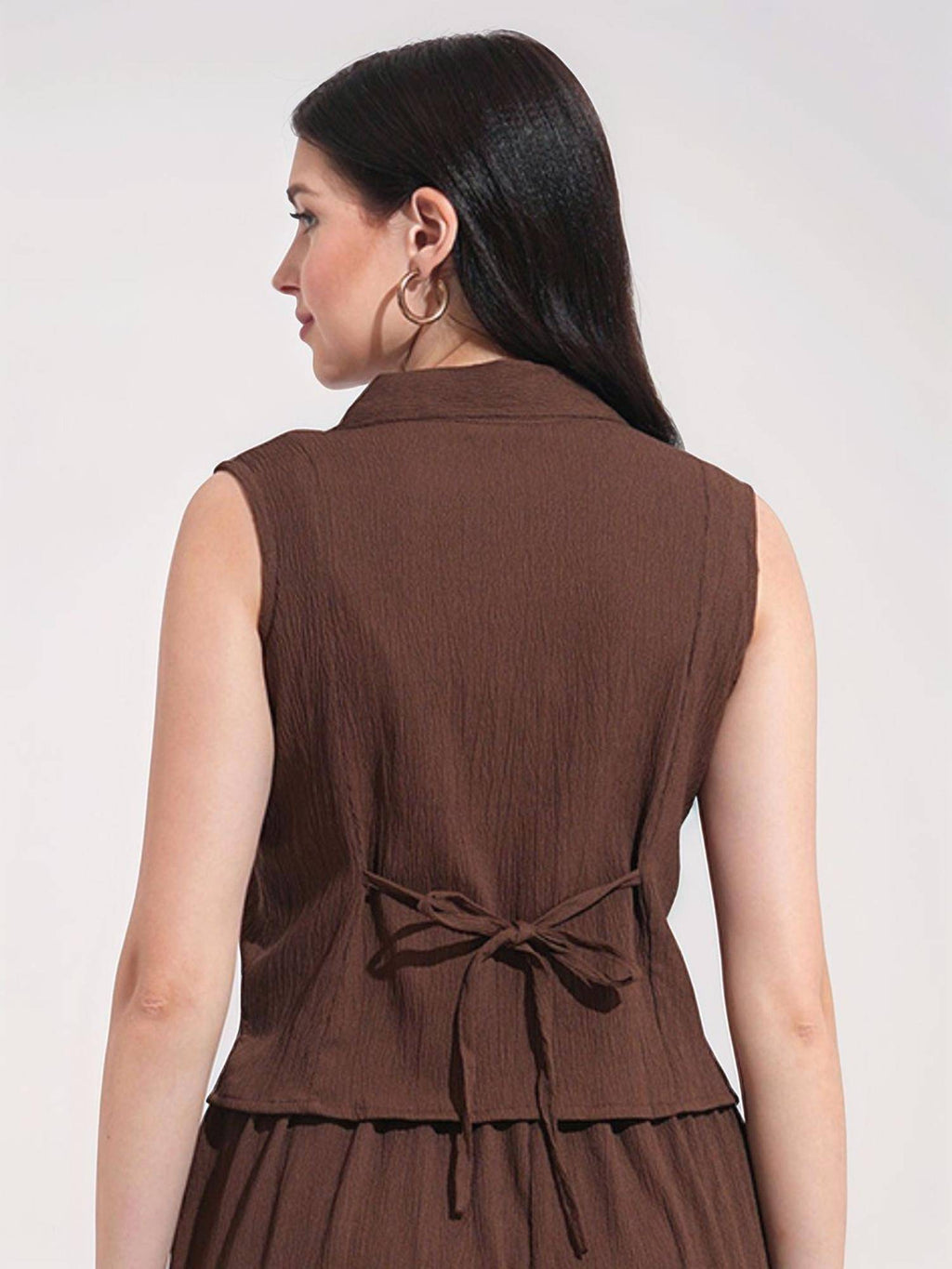Womens Brown Solid Texture Shirt | S67 - view 2