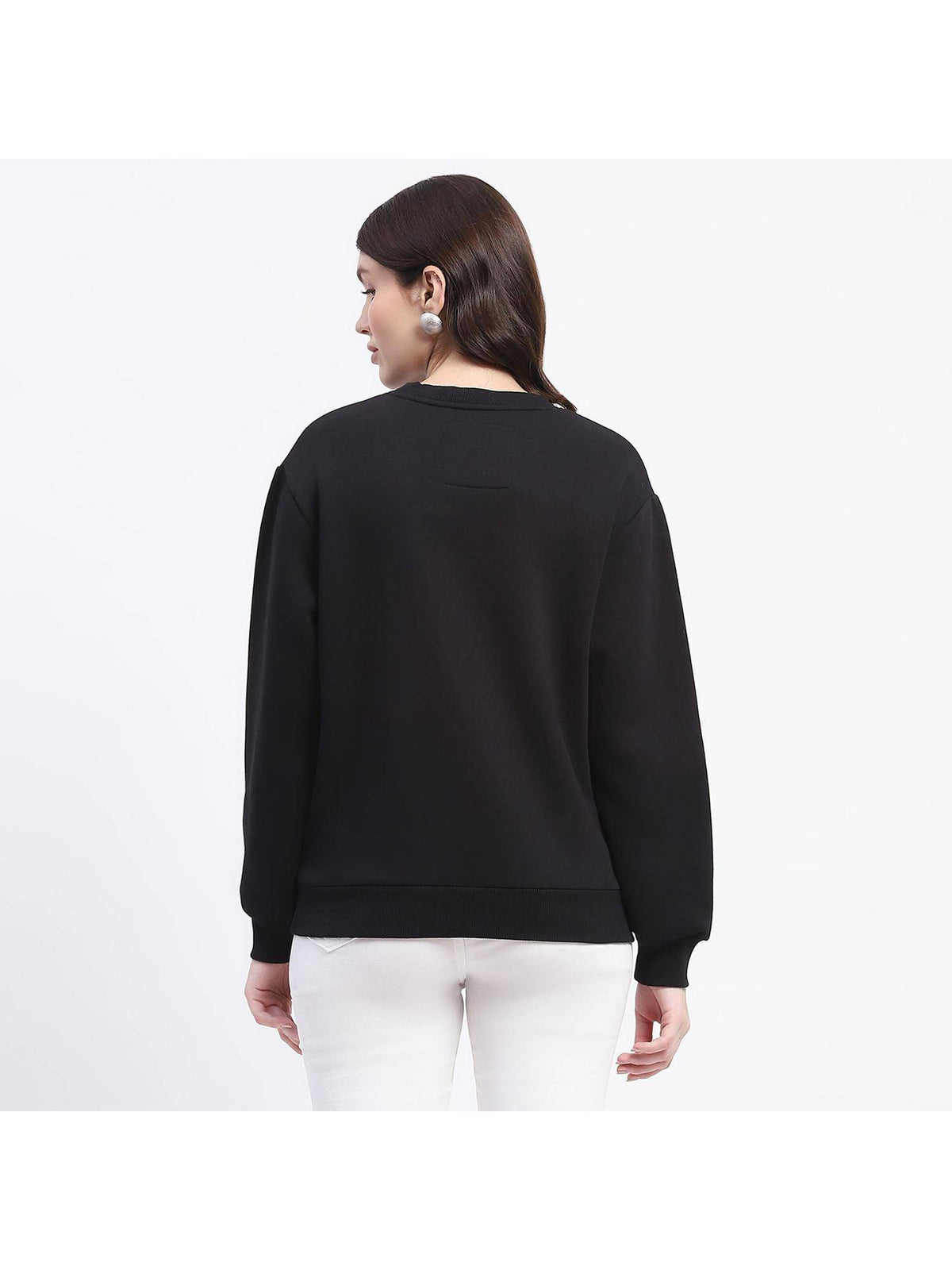 Fleece Handwork and Embroidered Black Sweatshirt for Women | HD56 - view 2