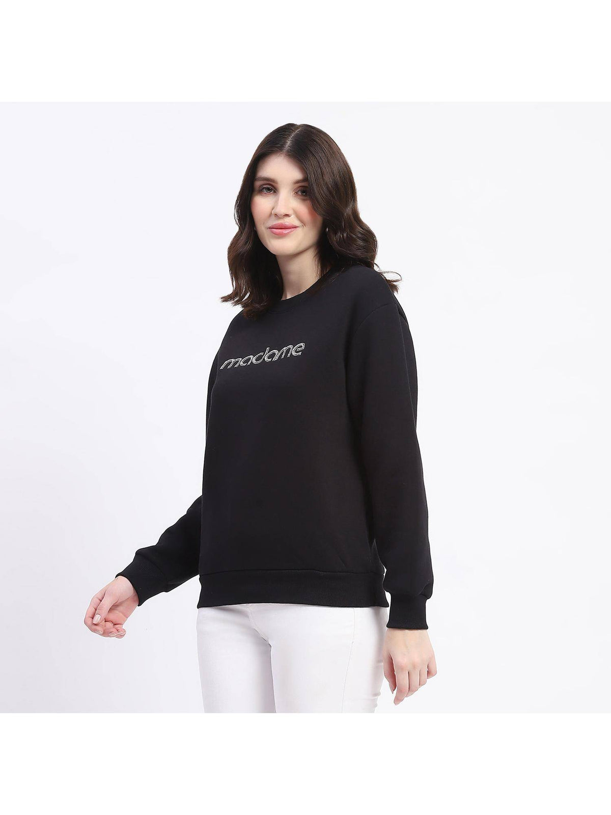 Fleece Handwork and Embroidered Black Sweatshirt for Women | HD56 - view 3