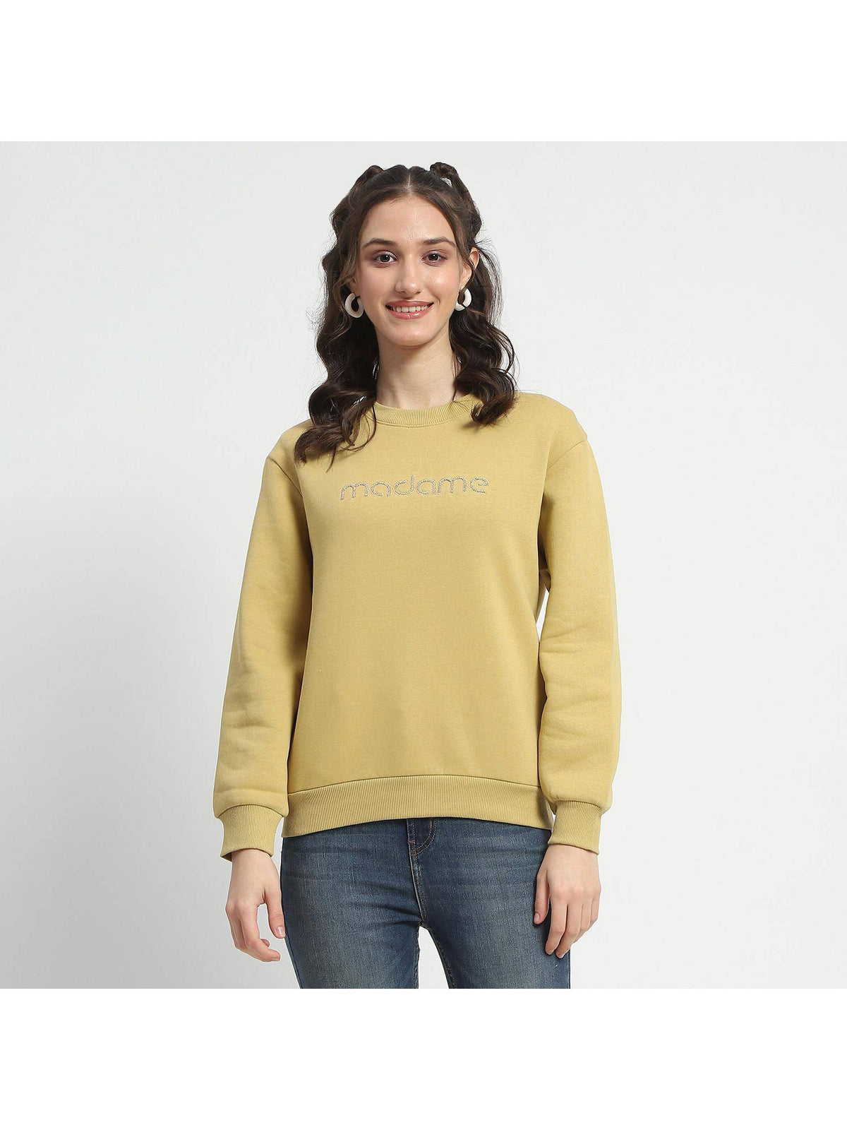 Fleece Handwork and Embroidered Black Sweatshirt for Women | SS90 - view 6