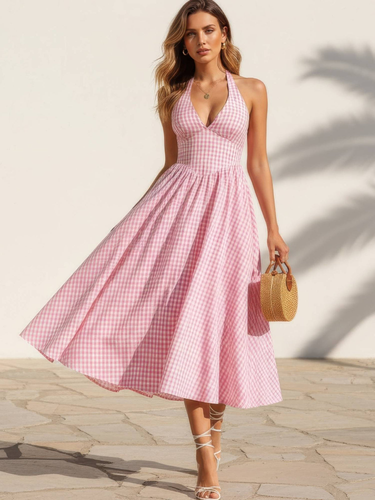 Pink Cotton Checks Dress | D56 - view 1