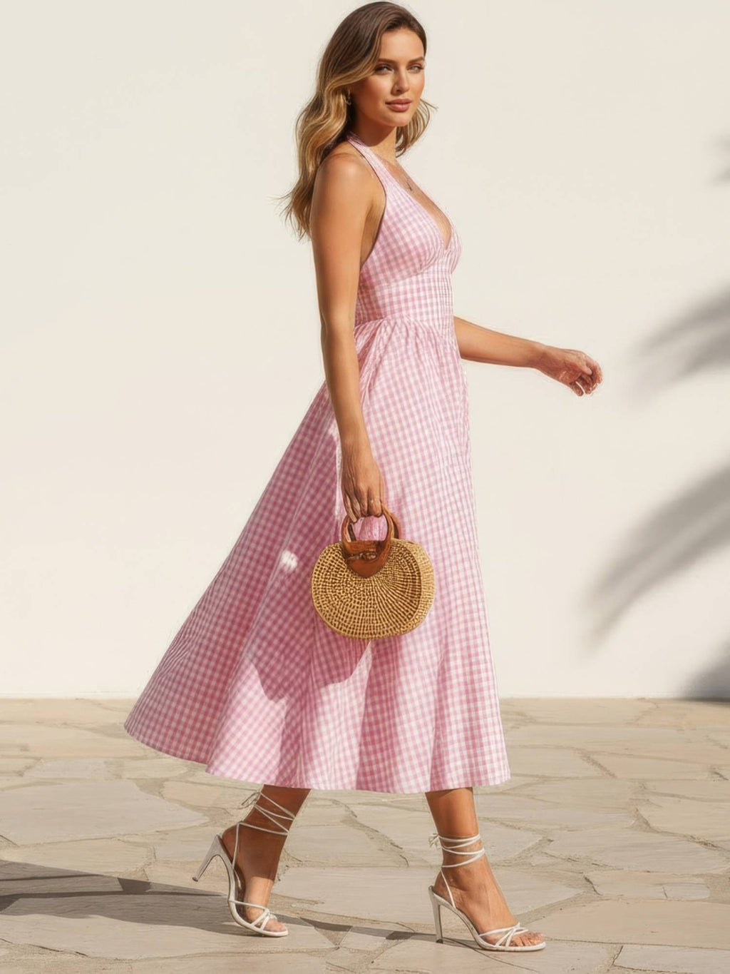Pink Cotton Checks Dress | D56 - view 3