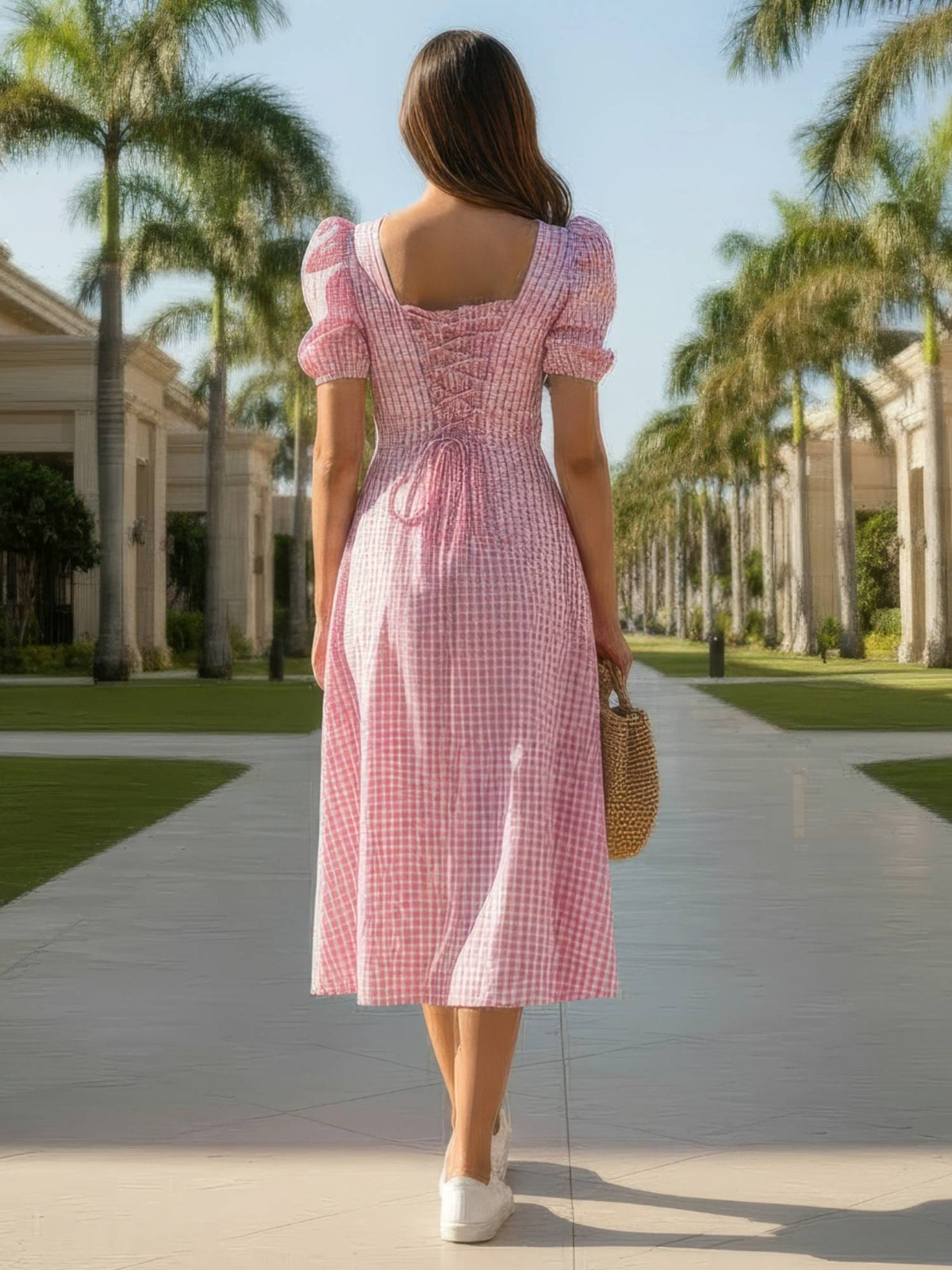 Pink Cotton Checks Dress | D56 - view 2