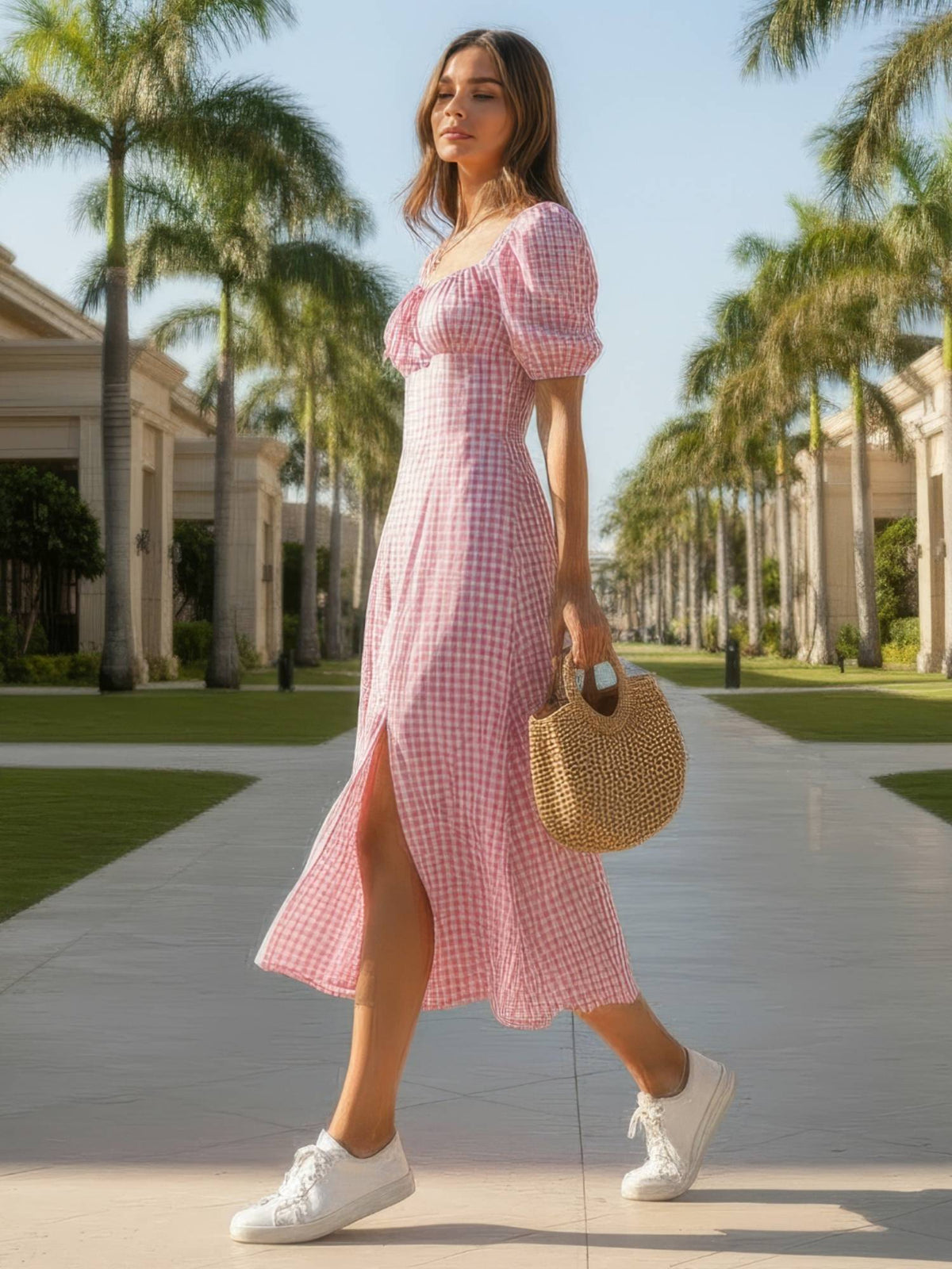 Pink Cotton Checks Dress | D56 - view 5