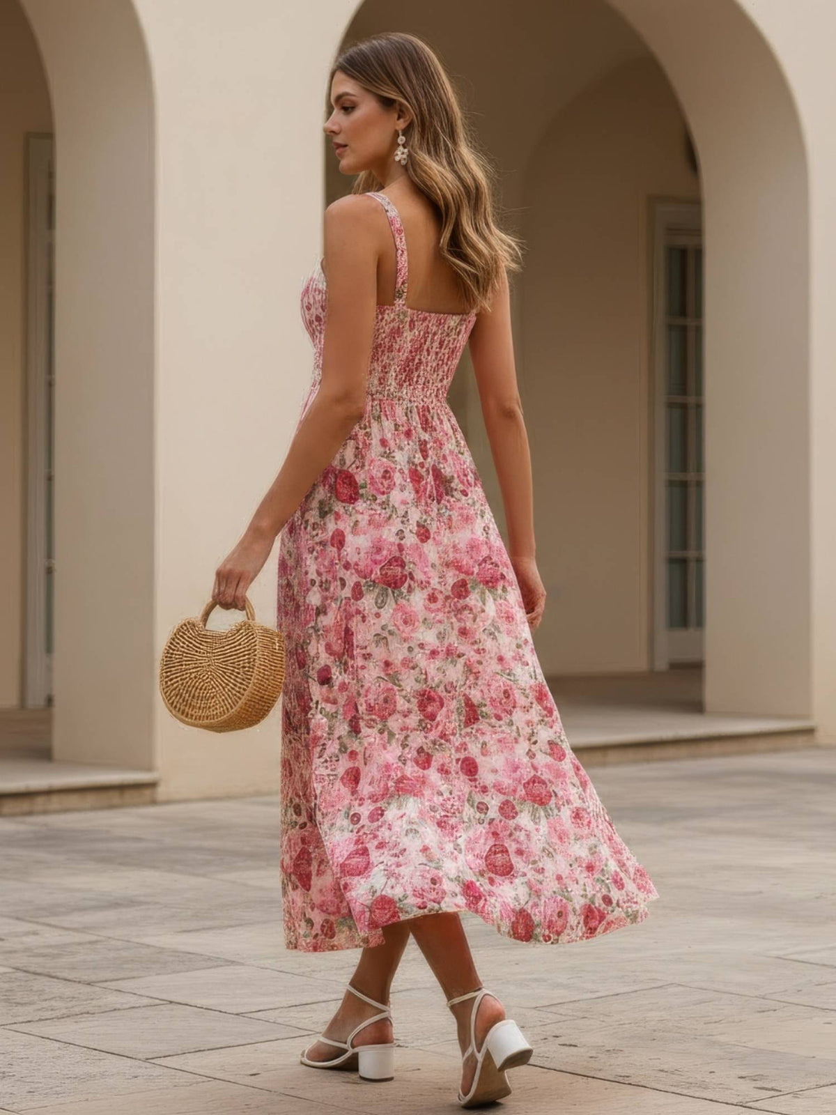 Pink Cotton Floral Dress | D56 - view 2