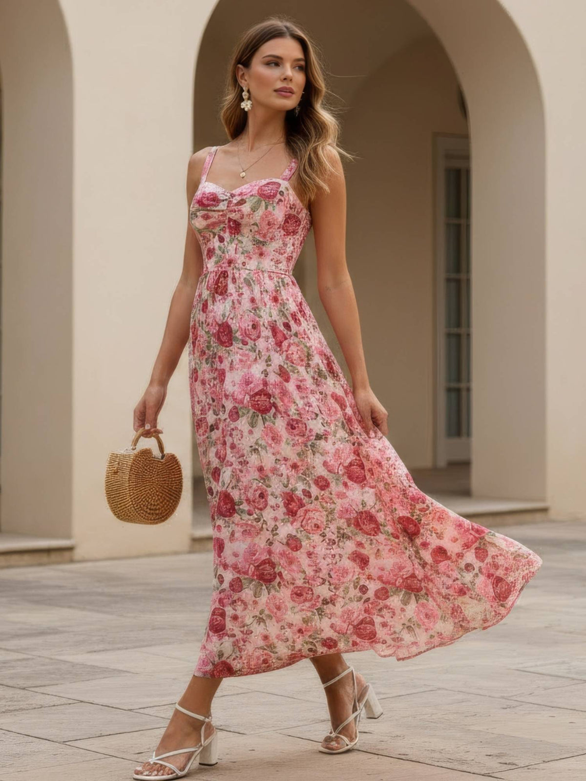 Pink Cotton Floral Dress | D56 - view 3