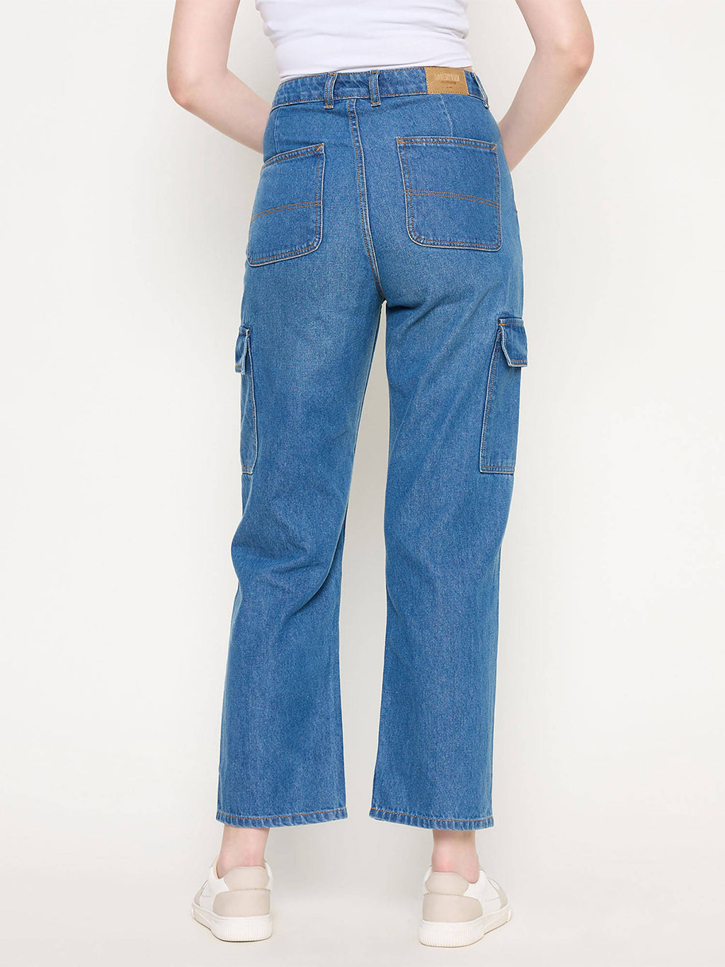 Cotton Straight Fit High Blue Denim Jeans | ST23 - view 2