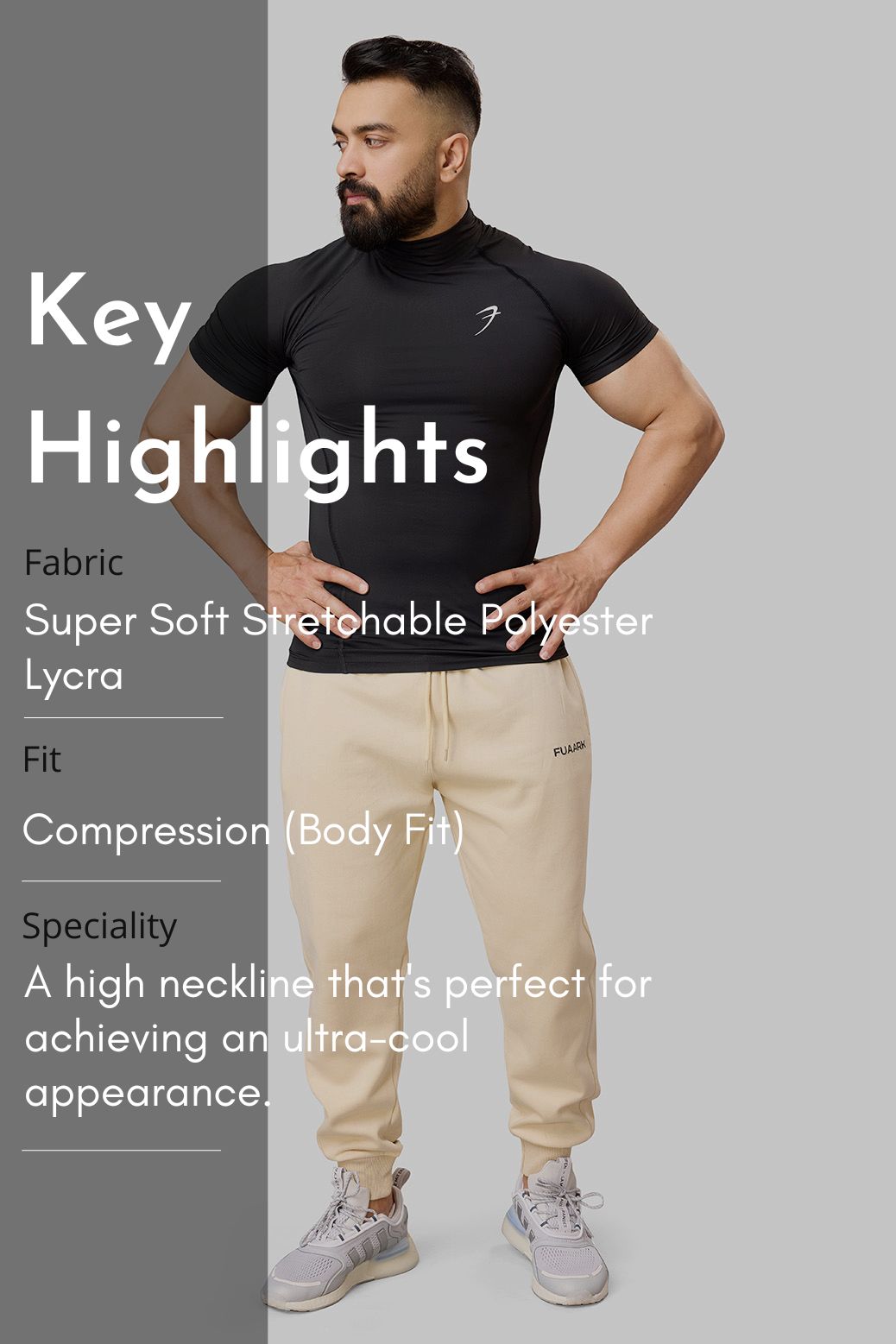 High Neck Compression T-shirt Black
