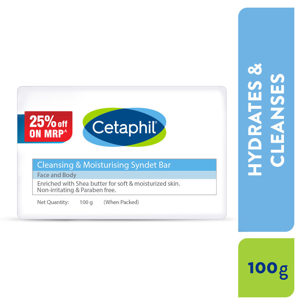 Cetaphil Cleansing Moisturizing Syndet Bar - (100gm)