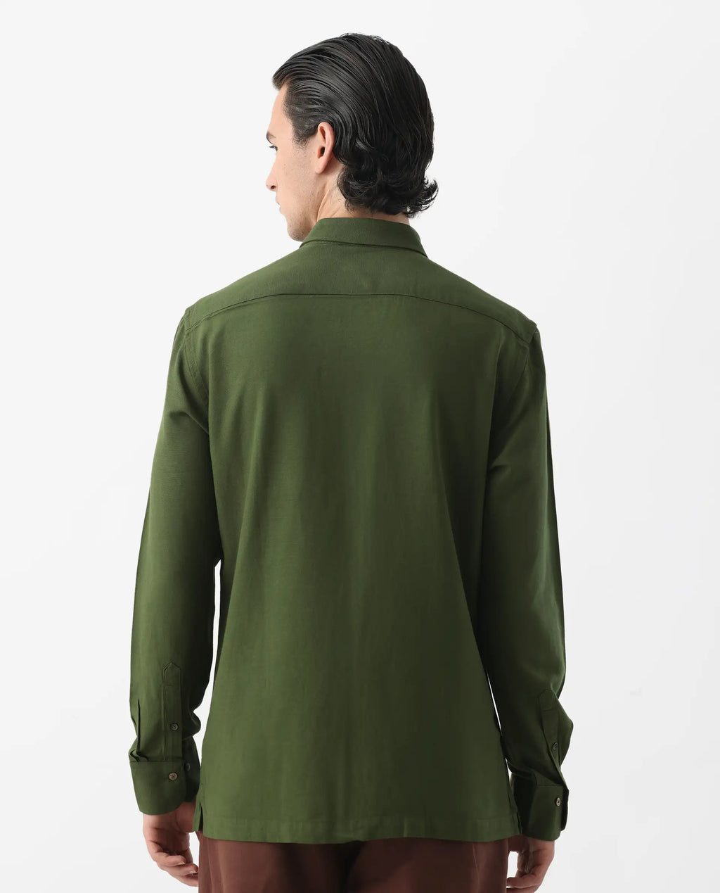 LINEN BLEND SHIRT LUNET - OLIVE morris.lane