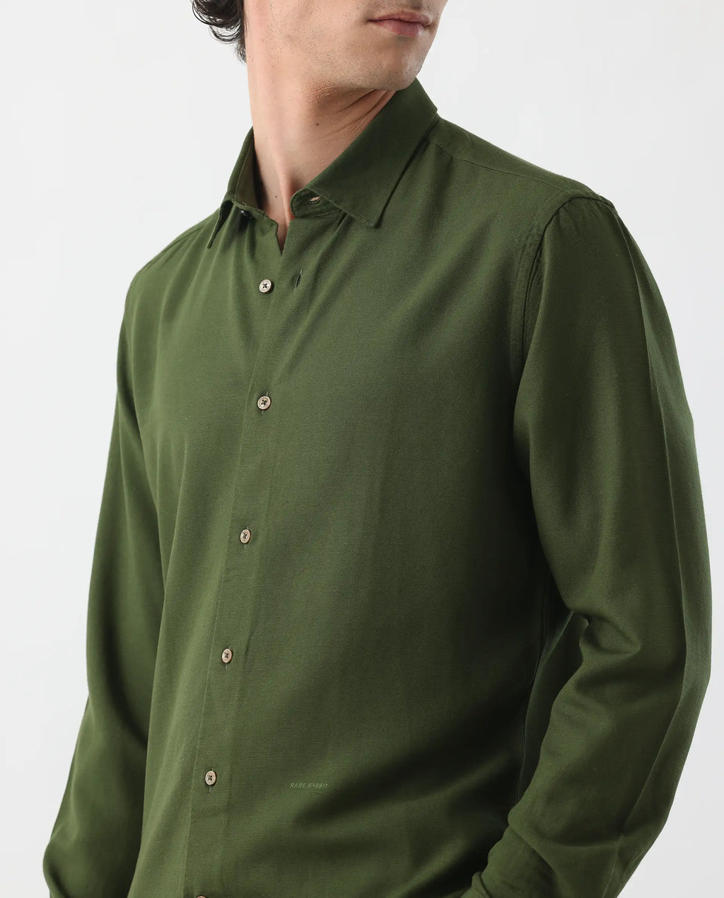 LINEN BLEND SHIRT LUNET - OLIVE morris.lane