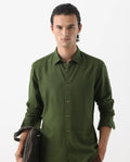 LINEN BLEND SHIRT LUNET - OLIVE morris.lane