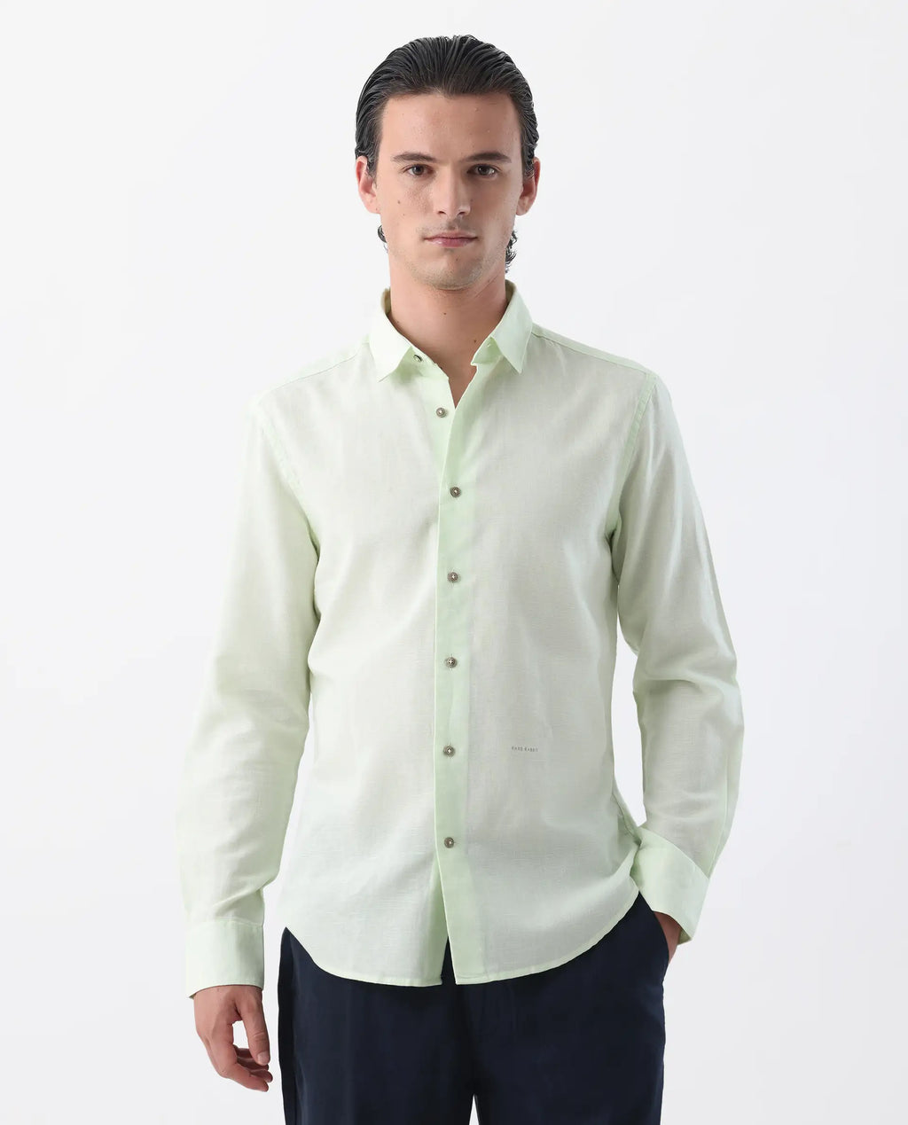 REGULAR FIT PLAIN SHIRT LINUX - PASTEL GREEN morris.lane