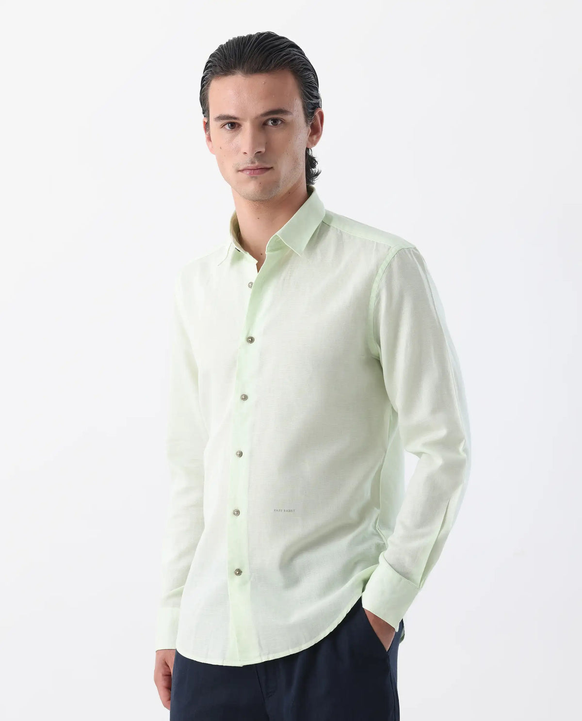 REGULAR FIT PLAIN SHIRT LINUX - PASTEL GREEN morris.lane