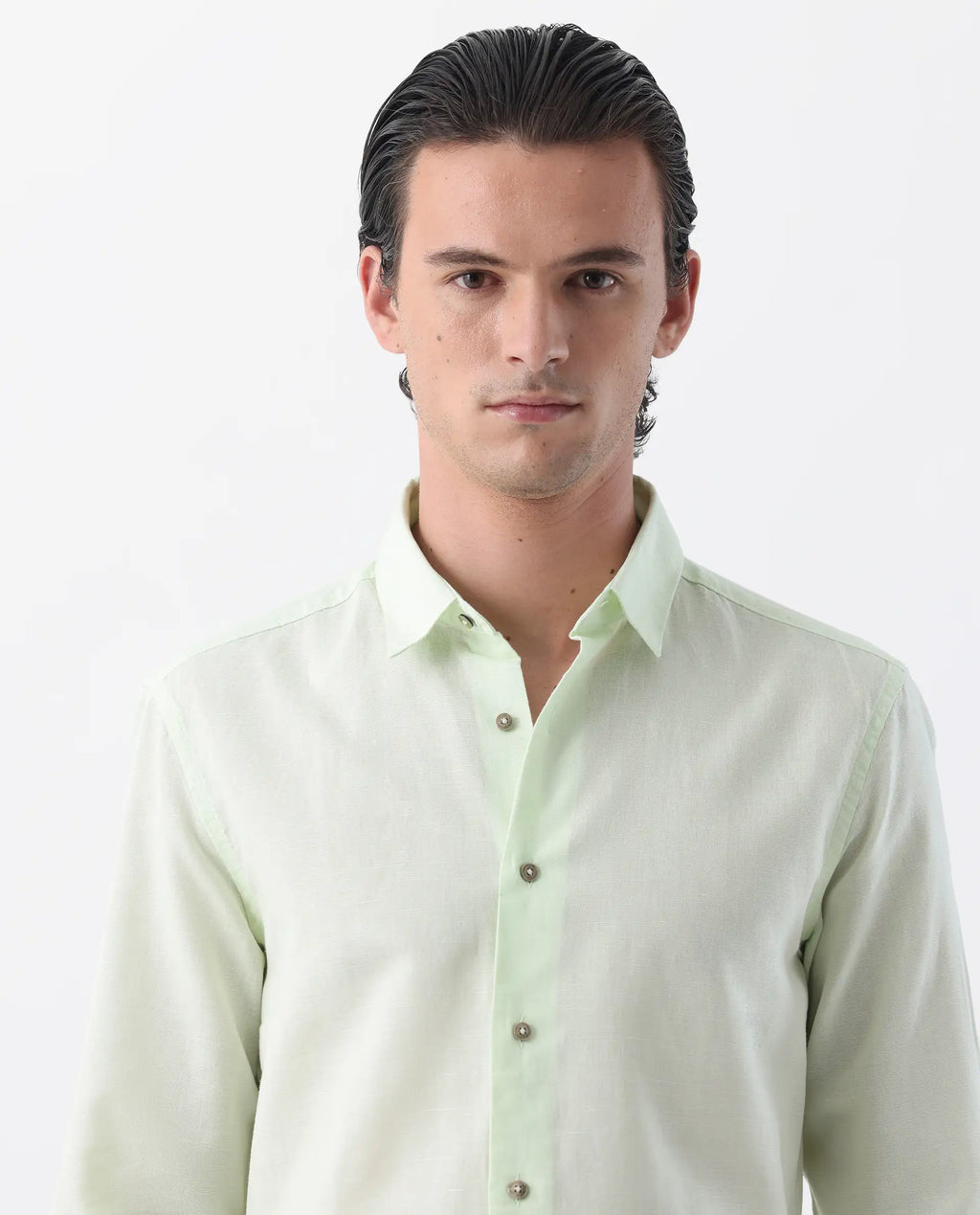 REGULAR FIT PLAIN SHIRT LINUX - PASTEL GREEN morris.lane