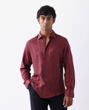 REGULAR FIT PLAIN SHIRT LINEX LS-25 - MAROON morris.lane