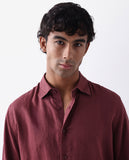 REGULAR FIT PLAIN SHIRT LINEX LS-25 - MAROON morris.lane