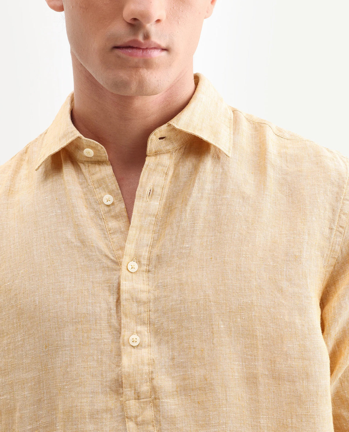 REGULAR FIT PLAIN SHIRT KURTS - DUSKY YELLOW morris.lane