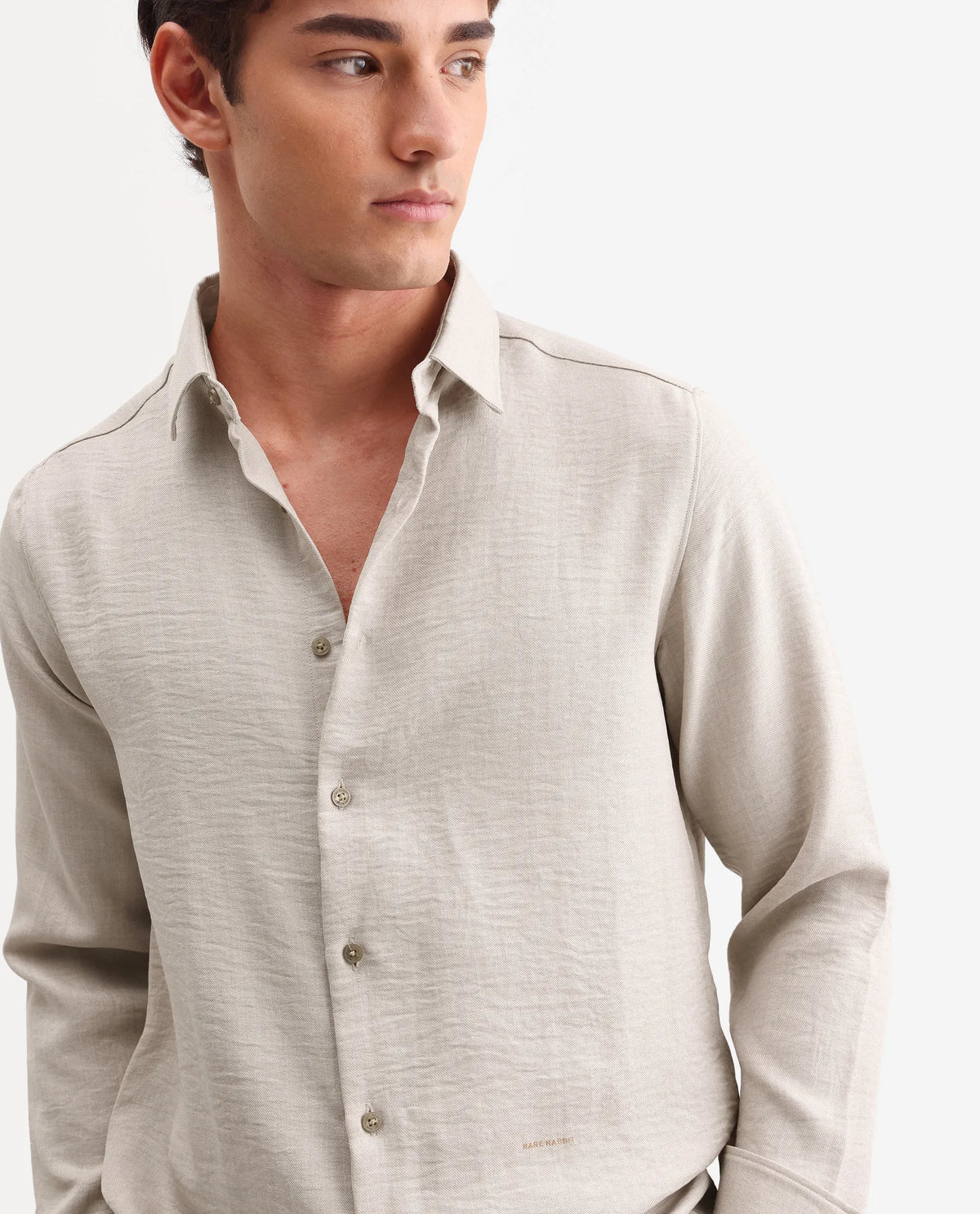 100% LINEN REGULAR FIT PLAIN SHIRT LUCIS - GREY morris.lane