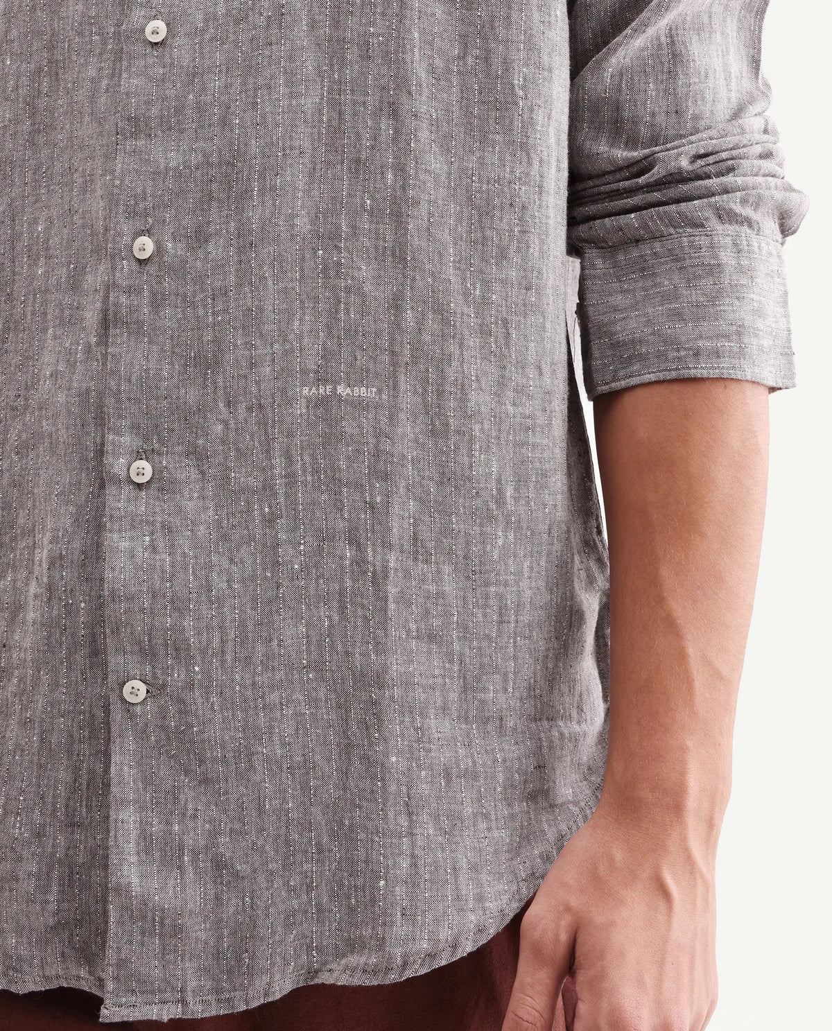 100% LINEN REGULAR FIT PLAIN SHIRT LUCIS - DARK KHAKI morris.lane
