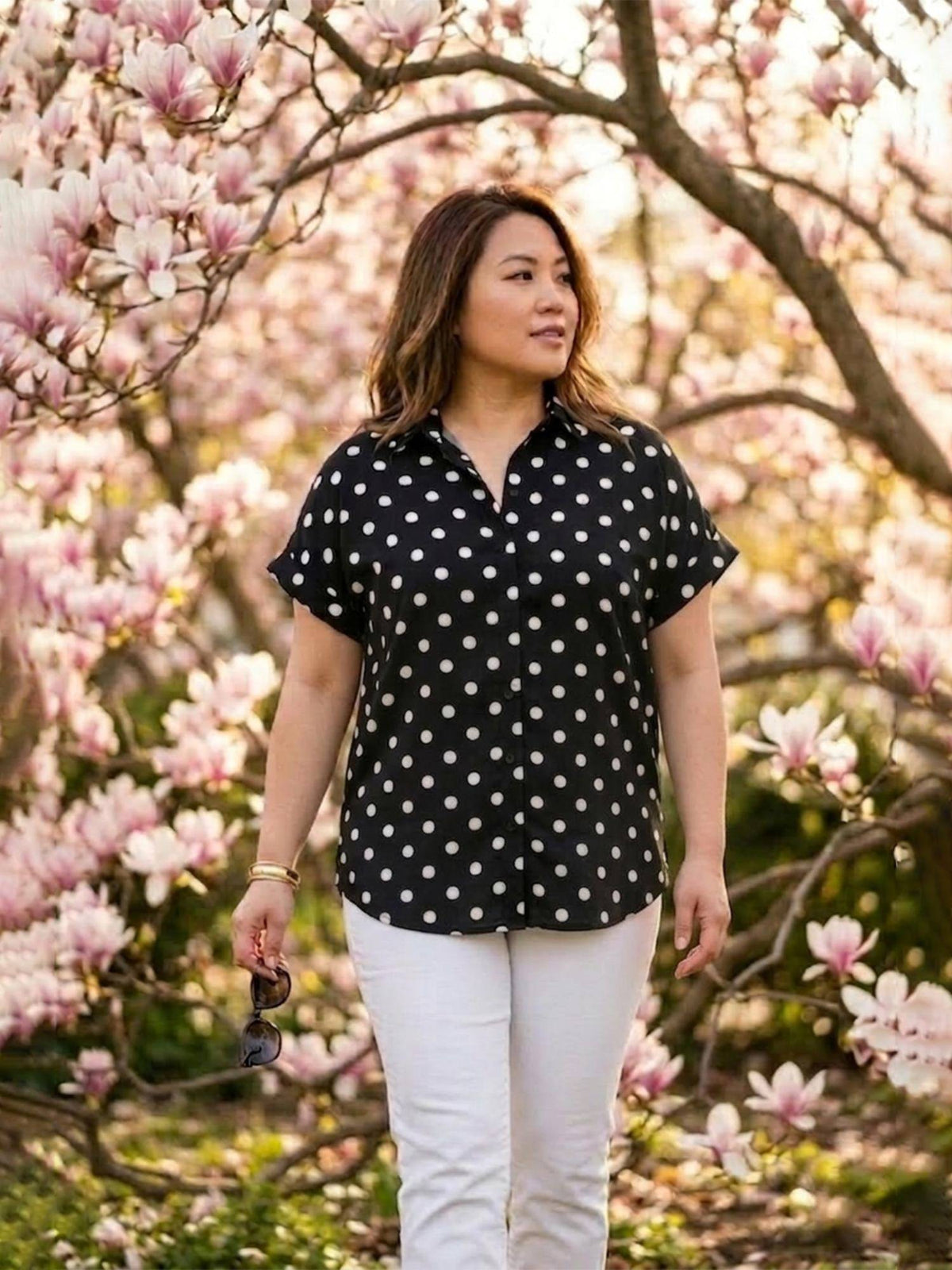 Black Polka Dots Collar Neck Shirt | S67 - view 1
