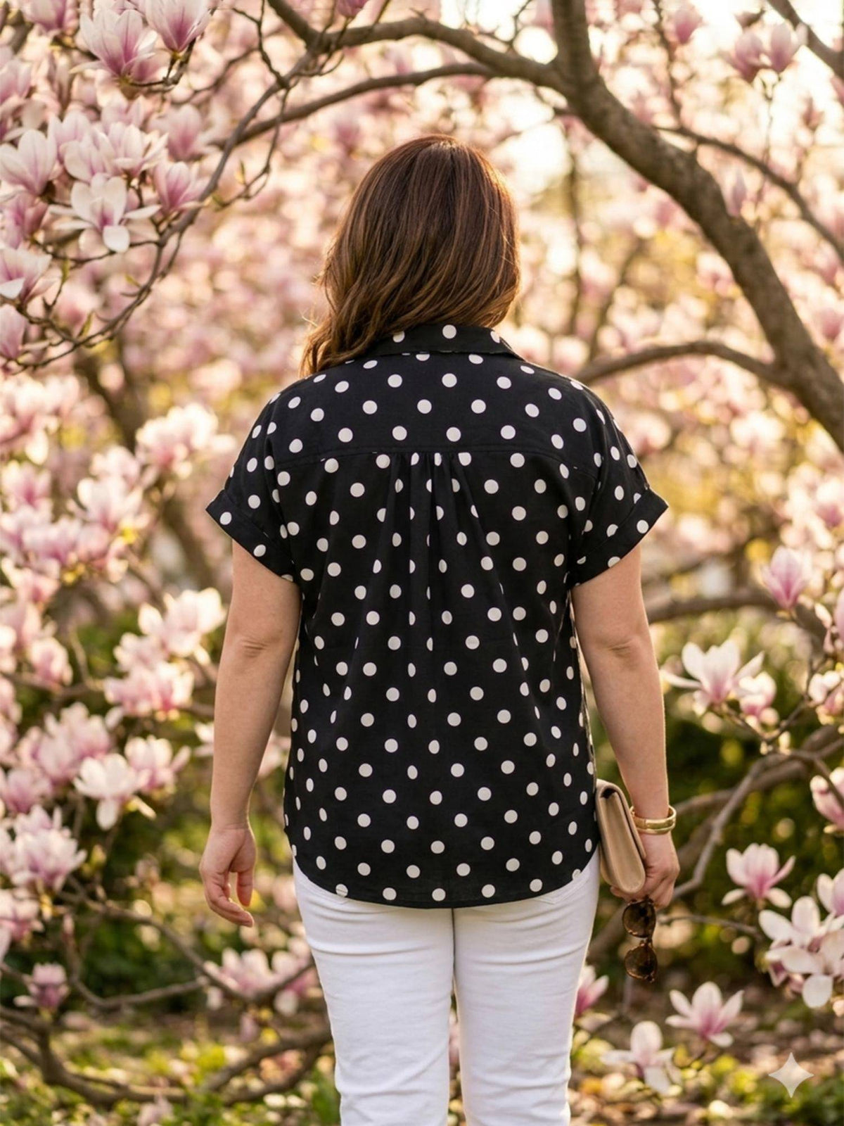 Black Polka Dots Collar Neck Shirt | S67 - view 2
