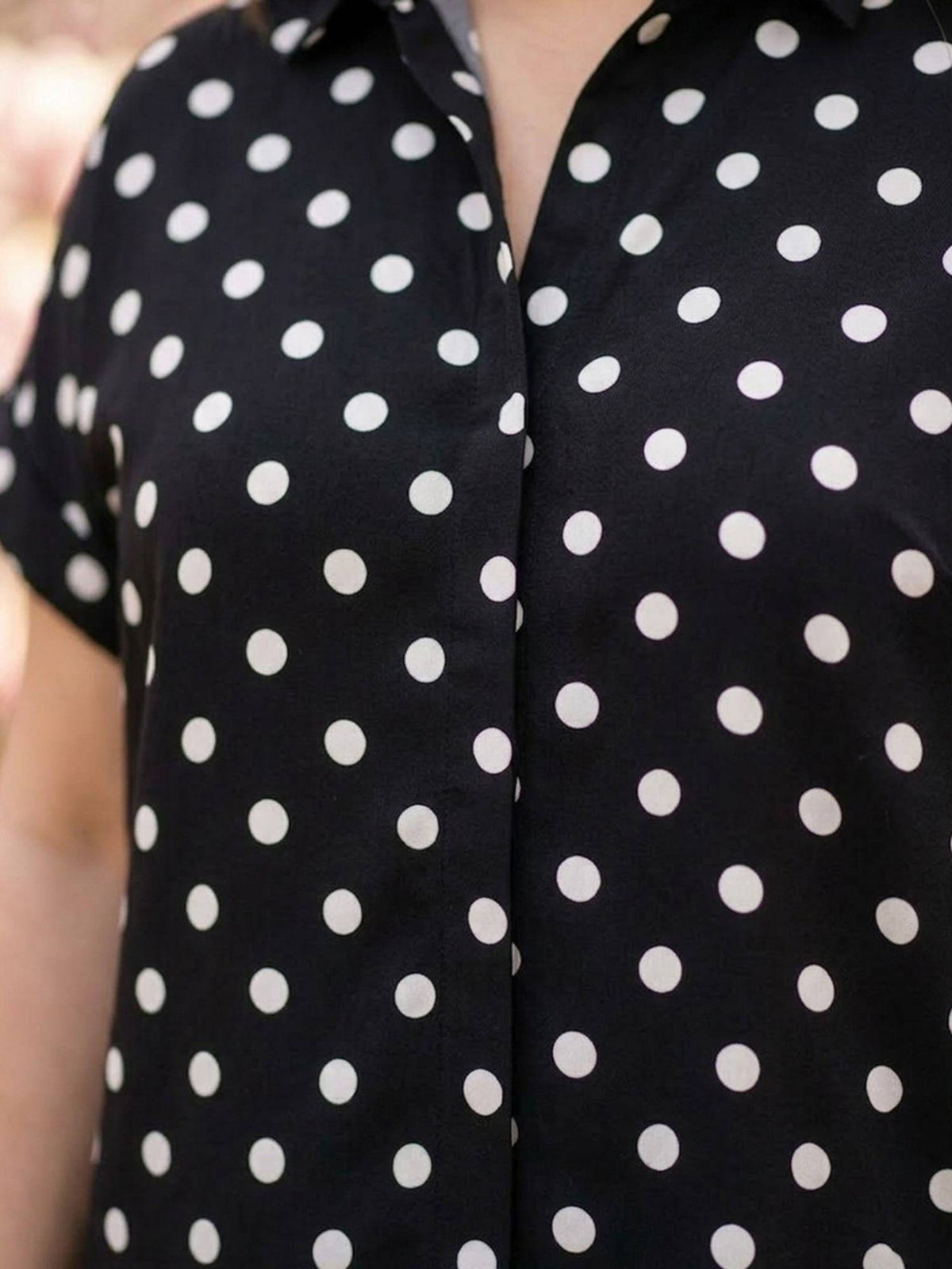 Black Polka Dots Collar Neck Shirt | S67 - view 3