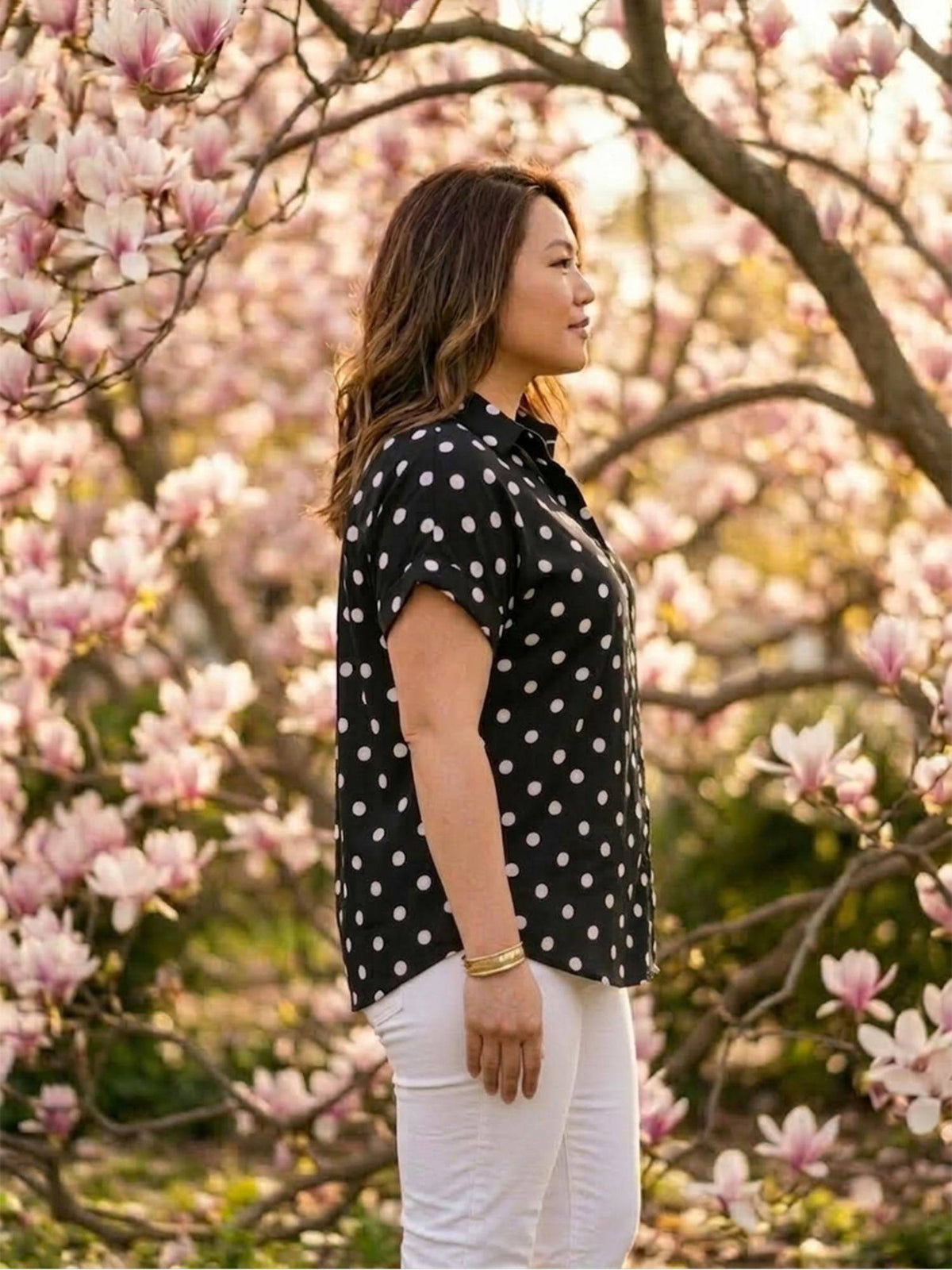 Black Polka Dots Collar Neck Shirt | S67 - view 4