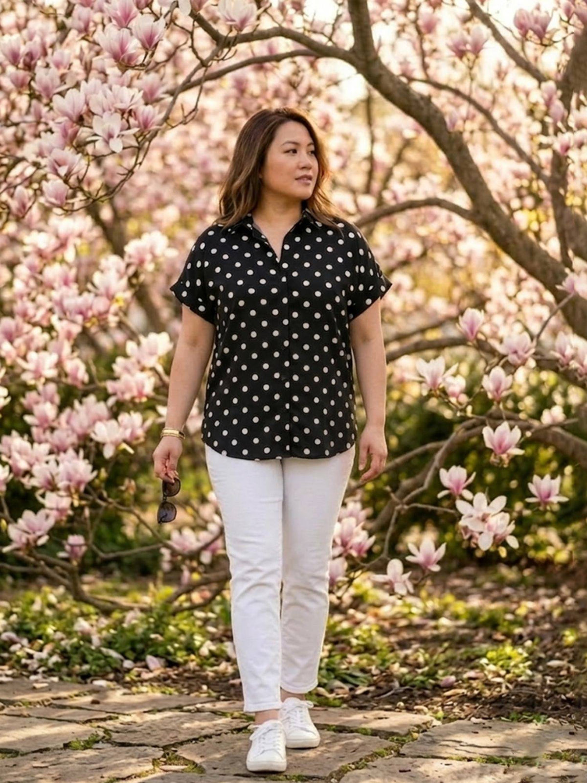 Black Polka Dots Collar Neck Shirt | S67 - view 5