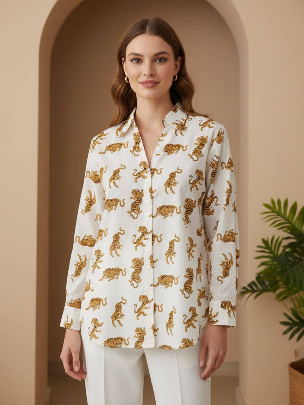 Black Printed Collar Neck Shirt | S67 - view 6