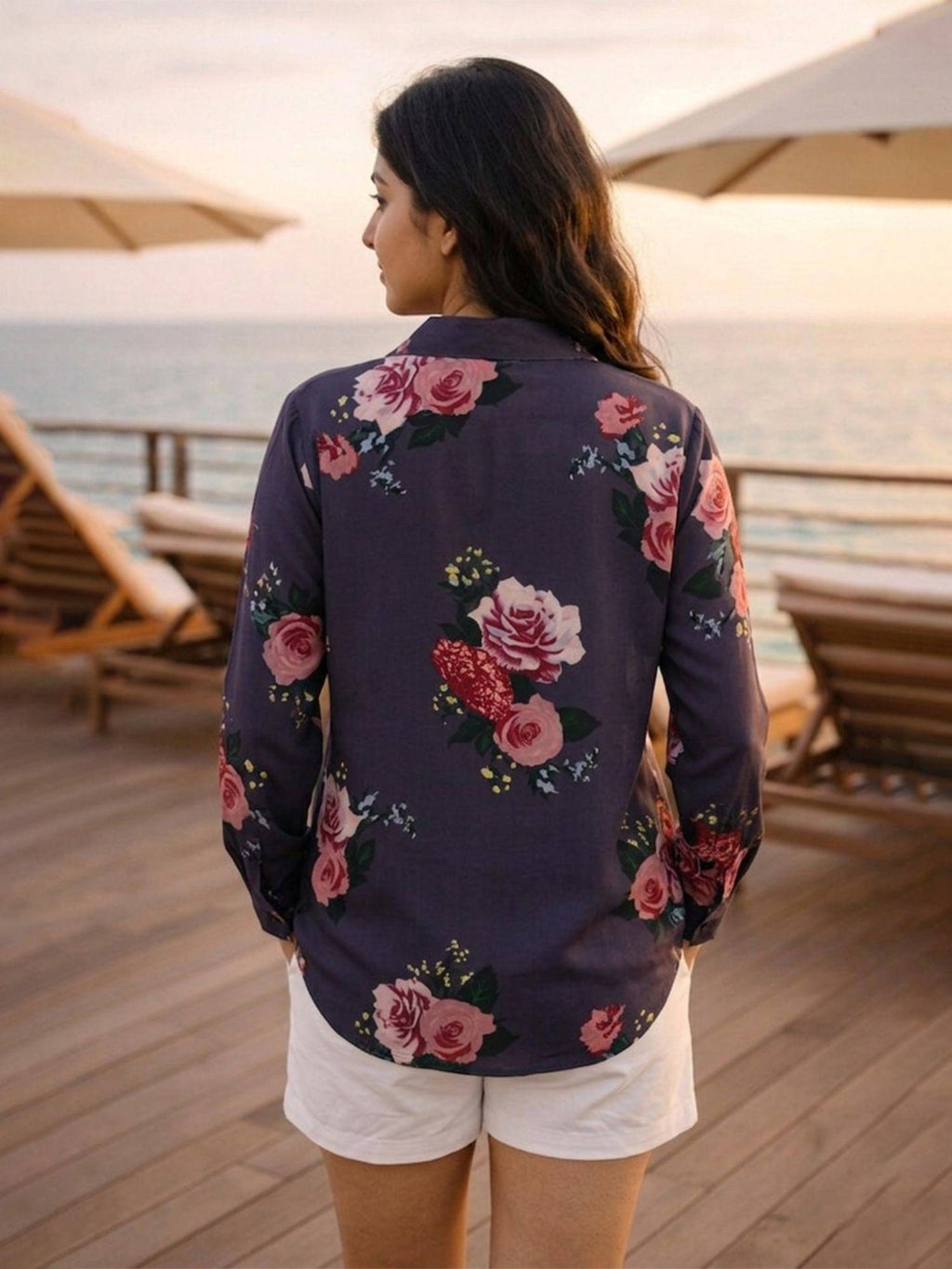 Grey Floral Collar Neck Shirt | S67 - view 2