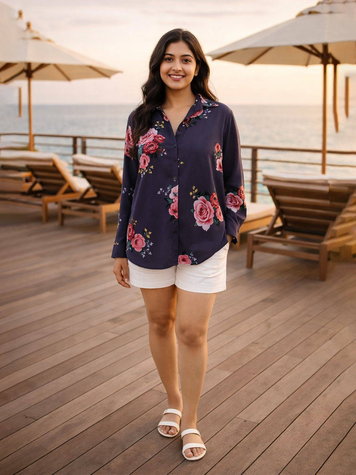 Grey Floral Collar Neck Shirt | S67 - view 5