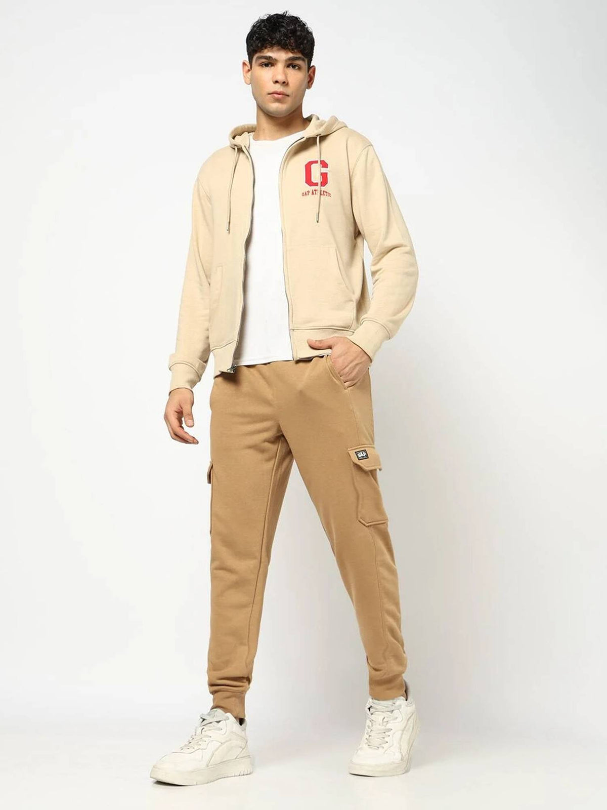 Men Beige Cotton Blend Graphic Hoodie | HD56 - view 6