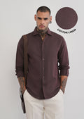 Wine Plain Cotton Linen Shirt