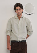 Beige Plain Cotton Linen Shirt