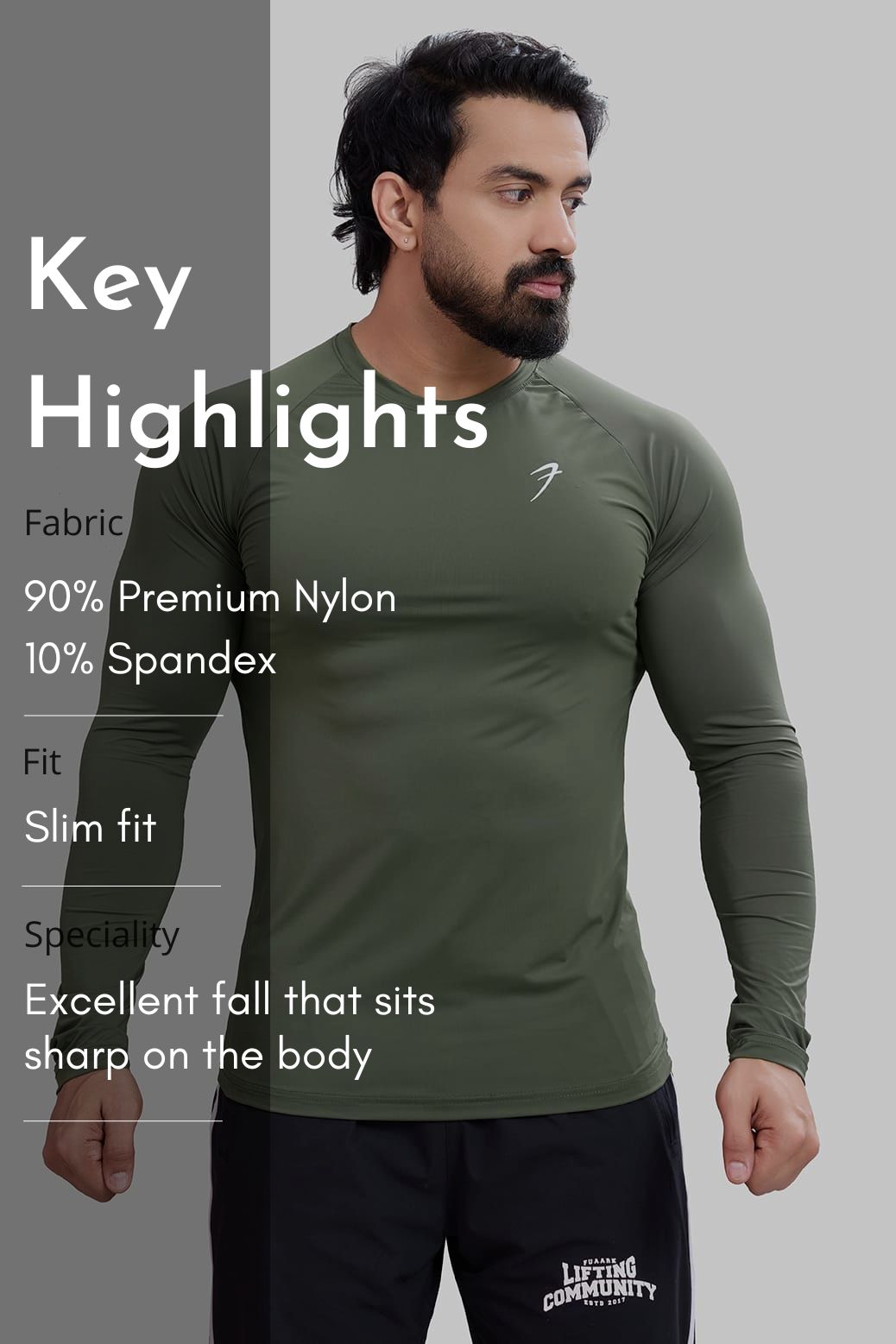 Bare Nylon Fullsleeves T-shirt Olive