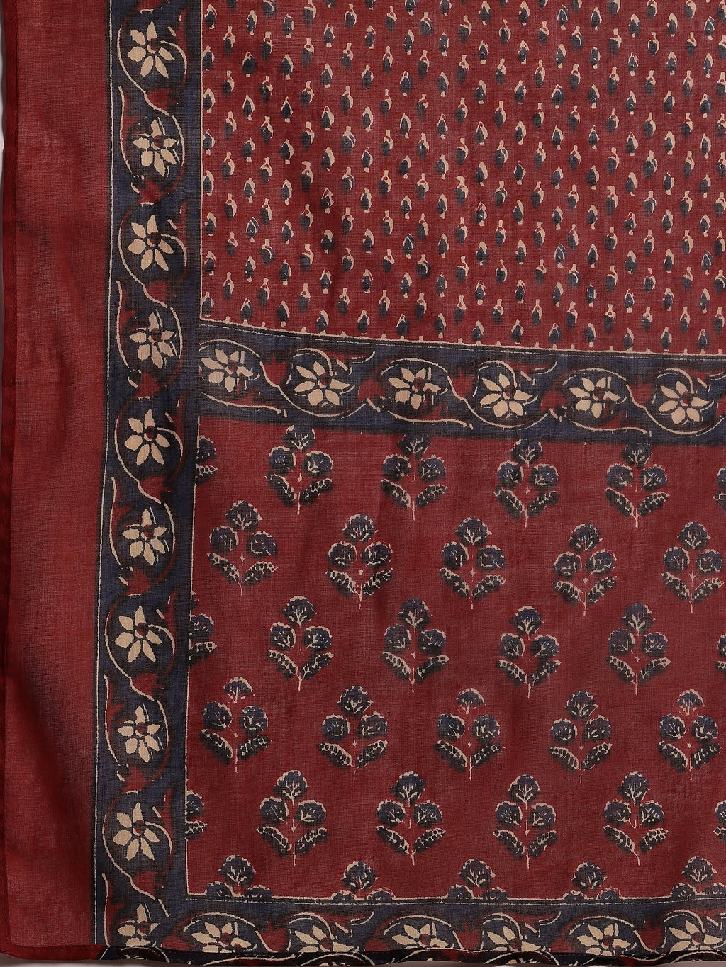 Libas Rust Printed Cotton Straight Suit With Dupatta