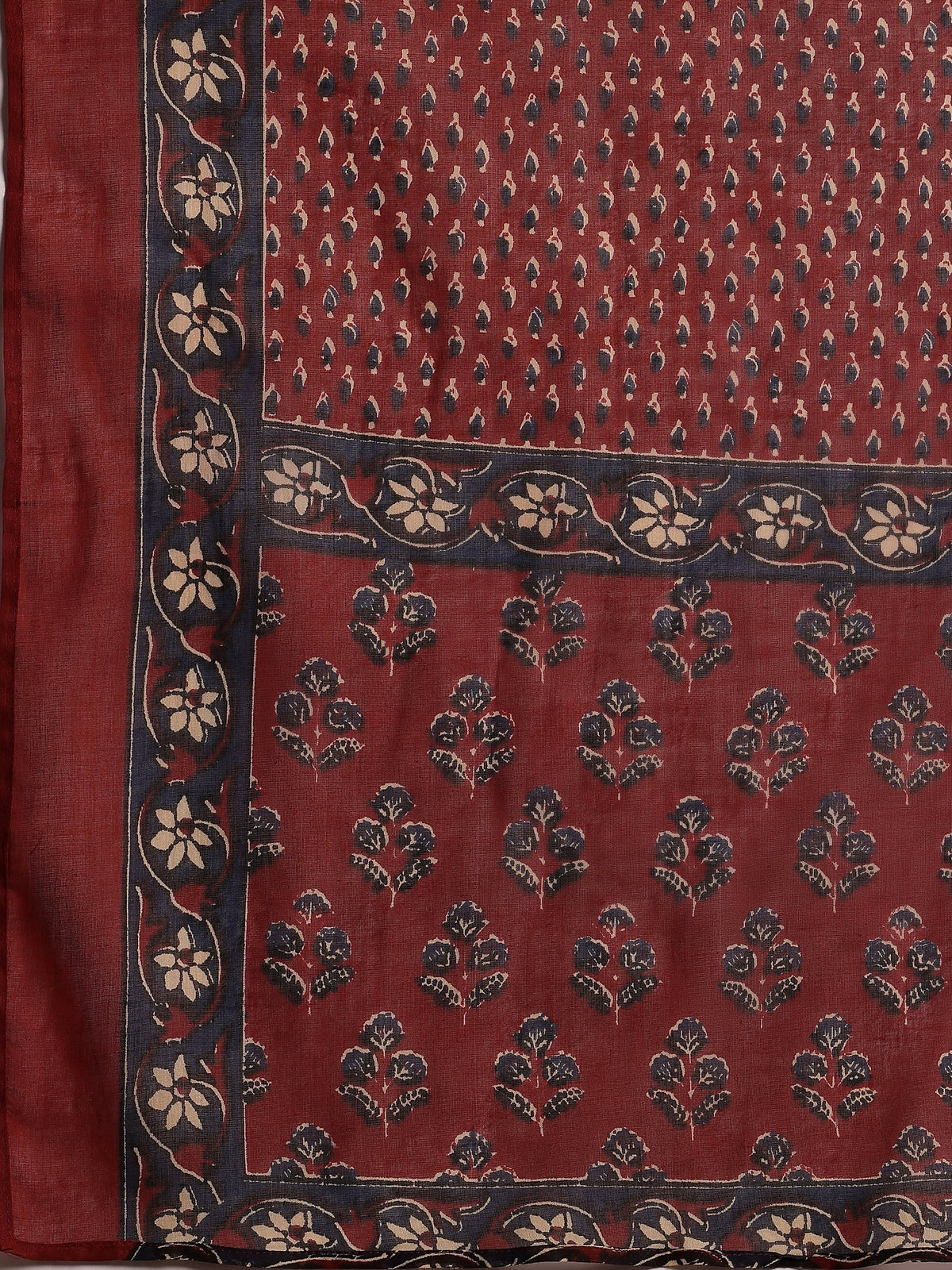 Libas Rust Printed Cotton Straight Suit With Dupatta
