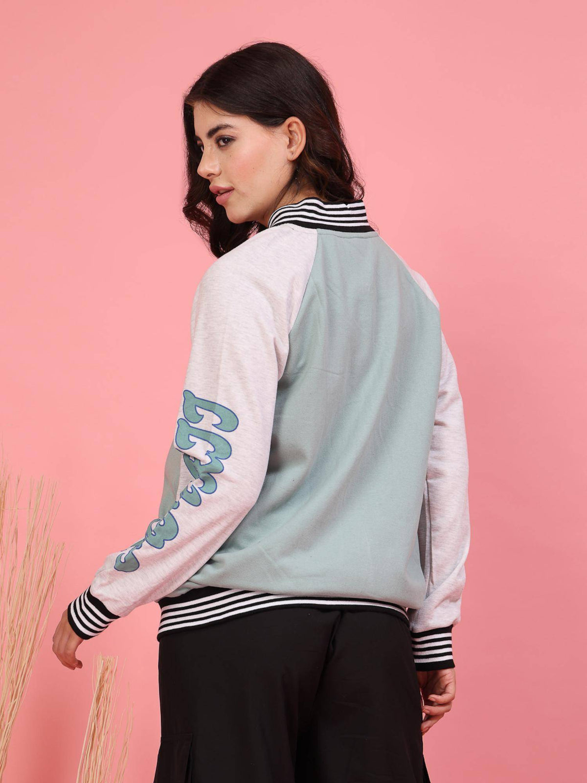 Green Typography Jacket | JC78 - view 2
