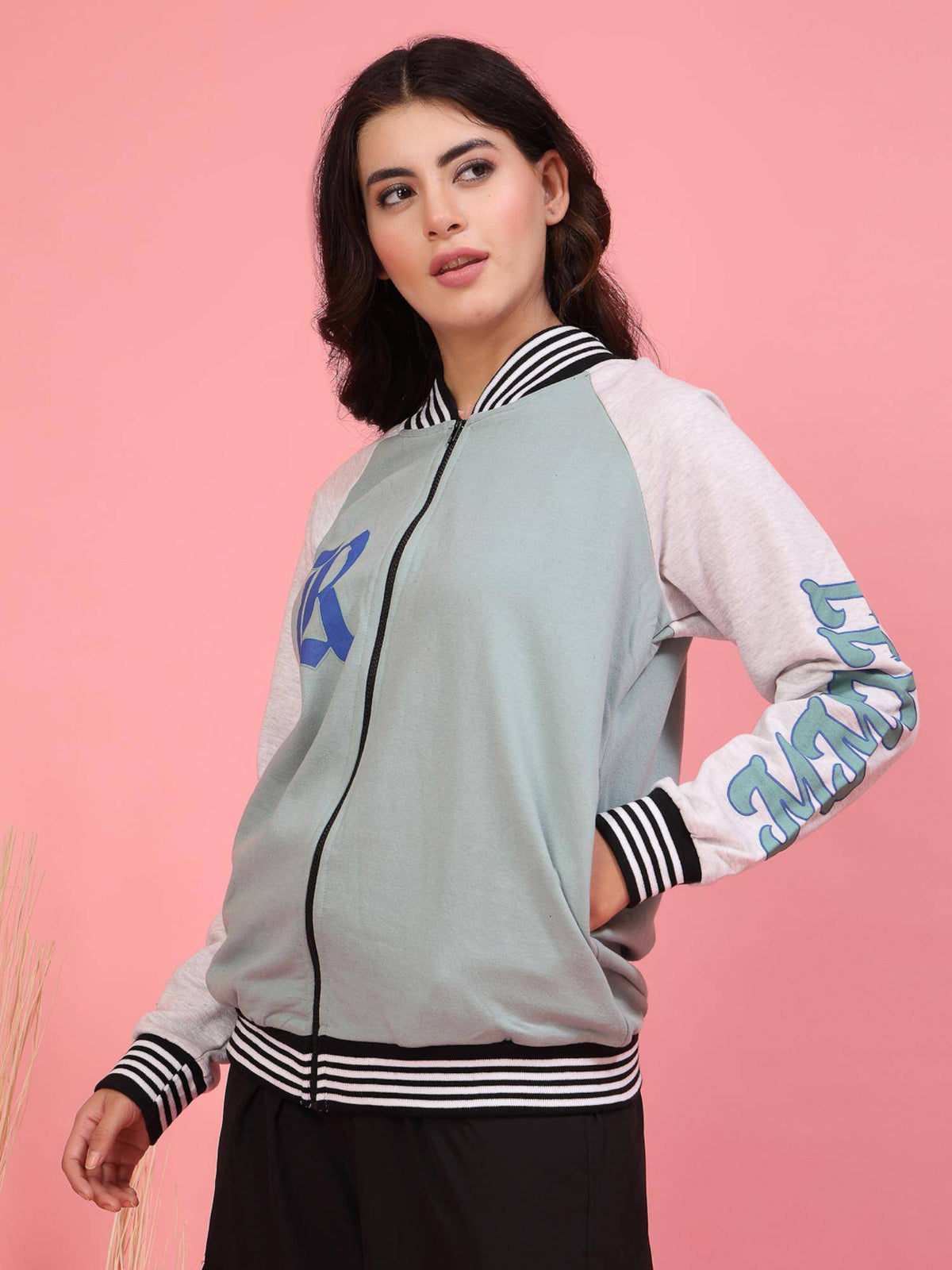 Green Typography Jacket | JC78 - view 5