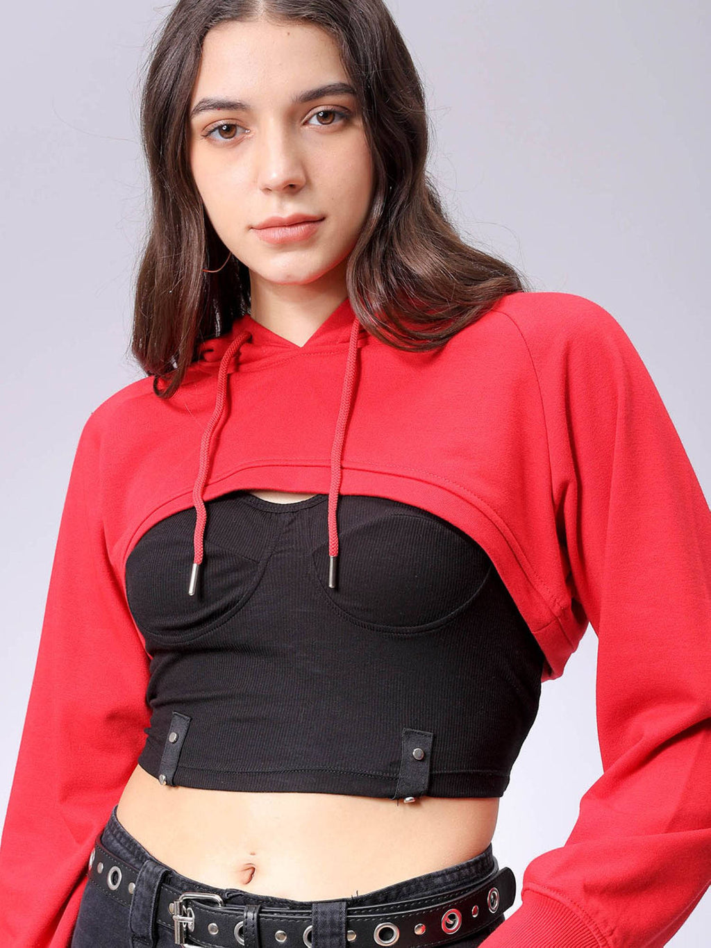 Womens Black Solid Hoodie | HD56 - view 9