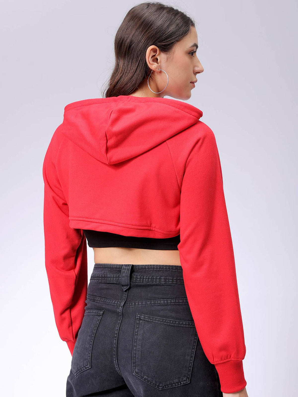 Womens Black Solid Hoodie | HD56 - view 11